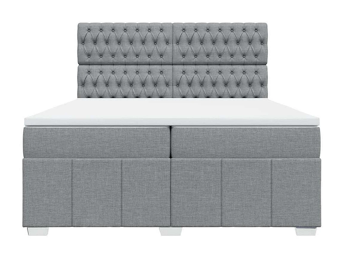 Giroletto a Molle con Materasso Grigio Chiaro 200x200cm Tessuto