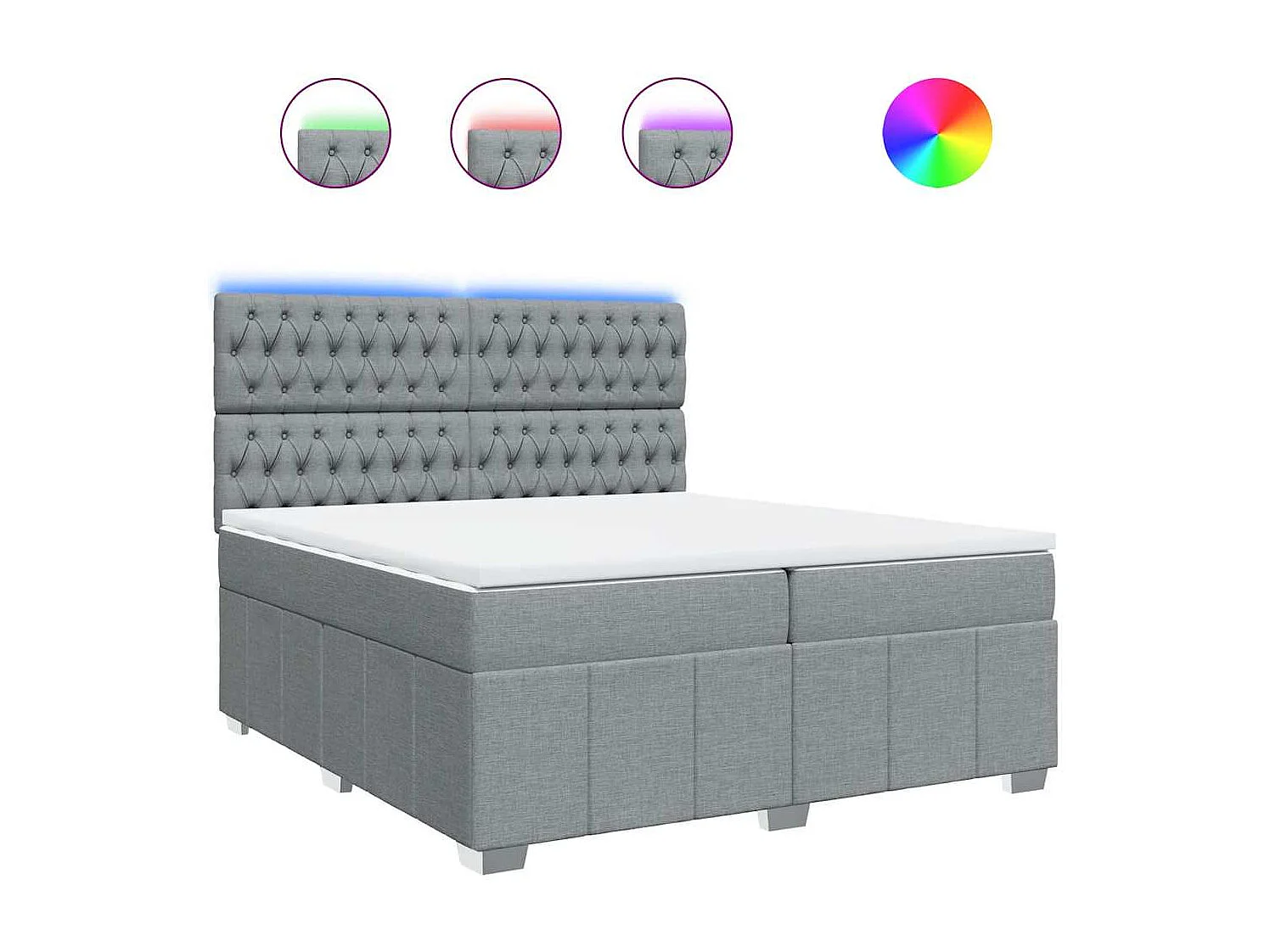 Boxspringbett mit Matratze Hellgrau 200x200 cm Stoff