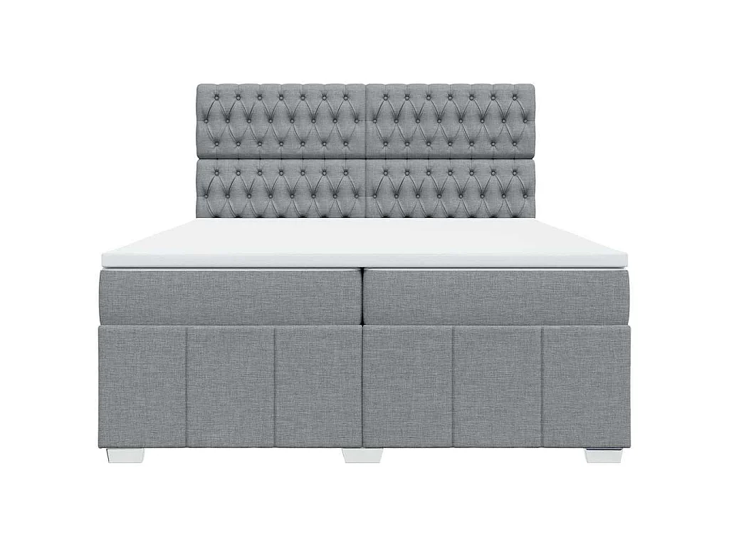 Cama box spring con colchón tela gris claro 200x200 cm
