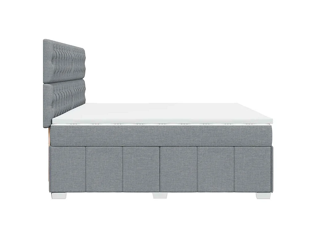 Cama box spring con colchón tela gris claro 200x200 cm