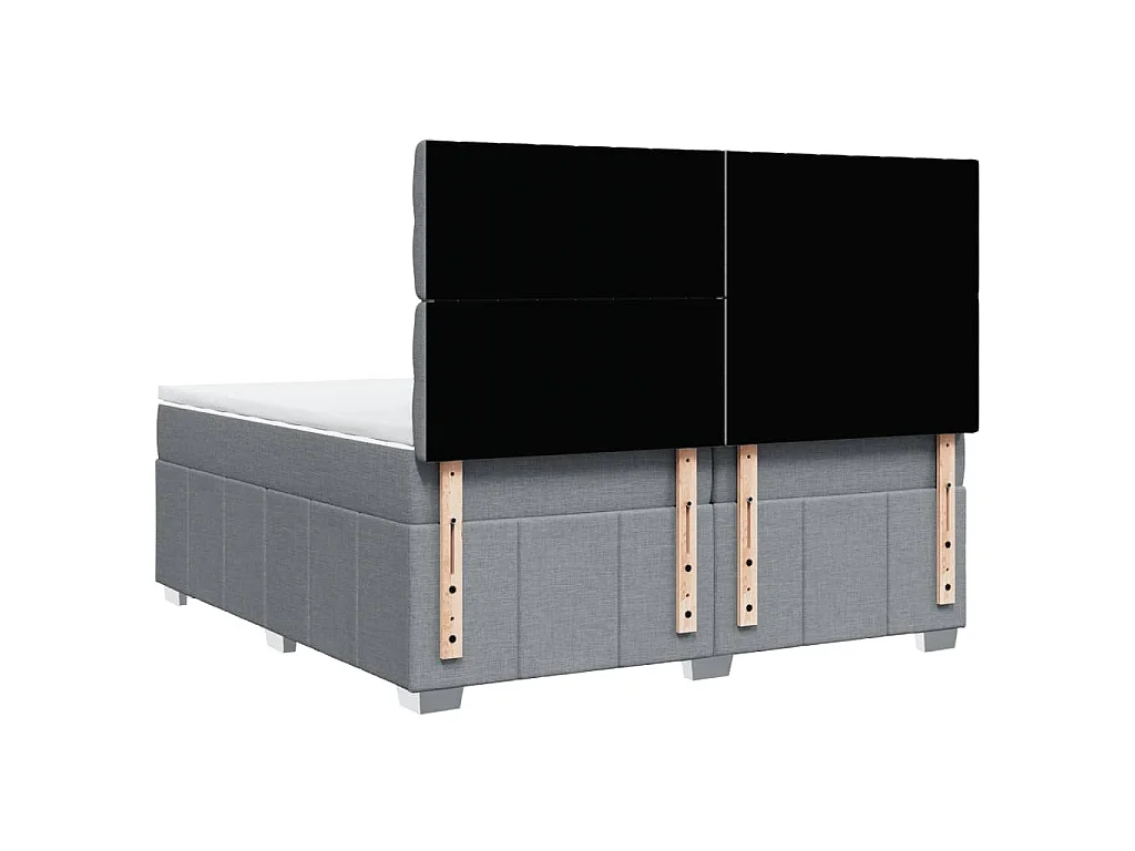 Cama box spring con colchón tela gris claro 200x200 cm