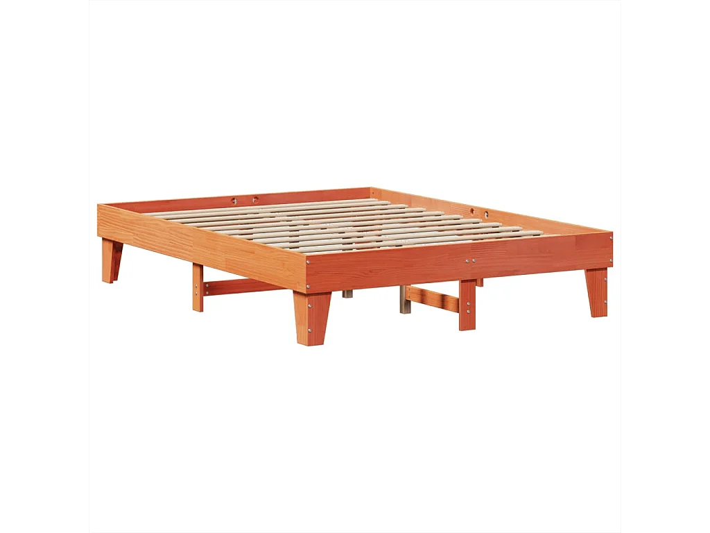 Massivholzbett ohne Matratze Wachsbraun 150x200 cm Kiefernholz