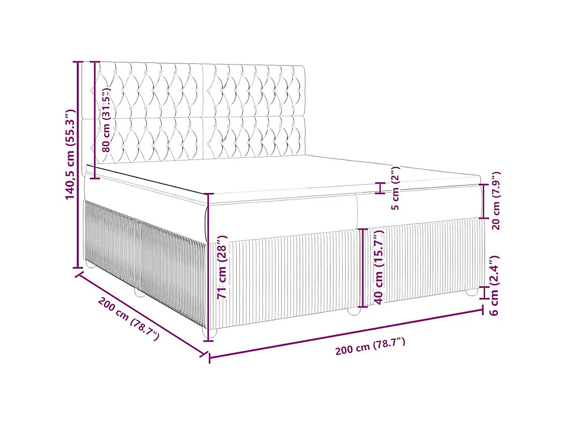 Giroletto a Molle con Materasso Tortora 200x200 cm in Tessuto