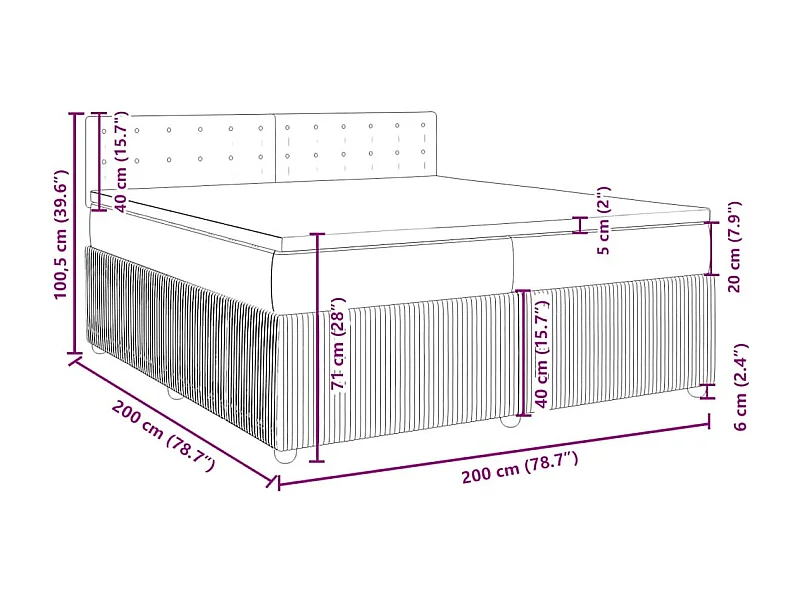 Boxspring met matras stof taupe 200x200 cm
