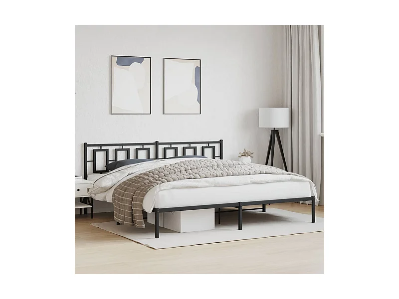 Bettgestell mit Kopfteil Metall Schwarz 193x203 cm