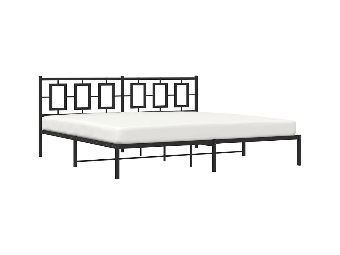 Cadre de lit métal sans matelas avec tête de lit noir 193x203cm
