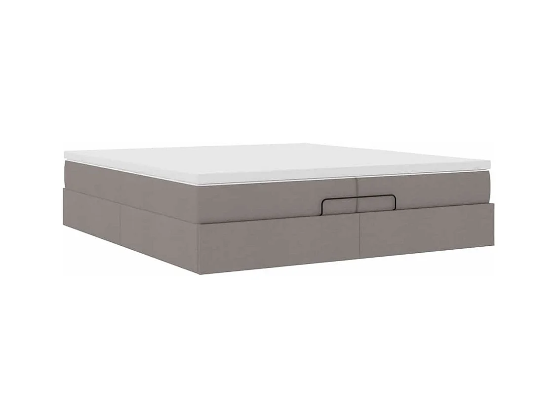 Cadre de lit ottoman avec matelas taupe 200x200cm tissu