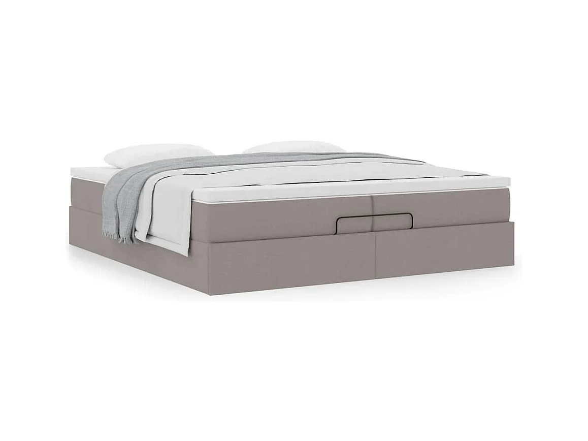 Cadre de lit ottoman avec matelas taupe 200x200cm tissu