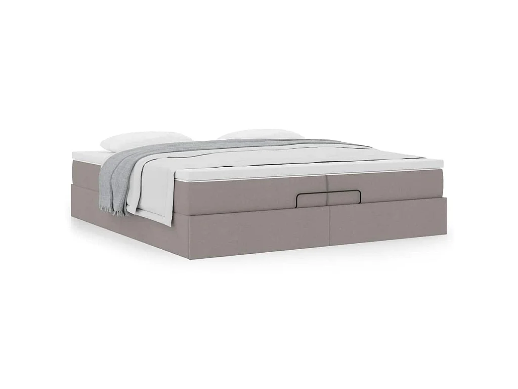 Estrutura cama otomana com colchões tecido cinzento 200x200cm