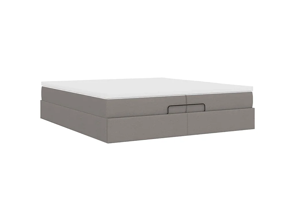 Estrutura cama otomana com colchões tecido cinzento 200x200cm