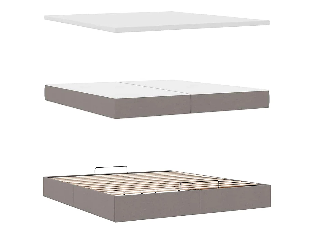 Cadre de lit ottoman avec matelas taupe 200x200cm tissu