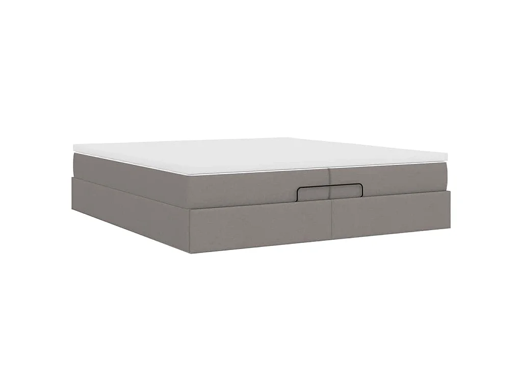Cadre de lit ottoman avec matelas taupe 200x200cm tissu