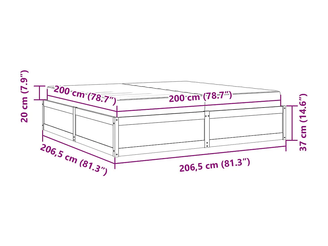 Lit avec matelas cire marron 200x200 cm bois massif de pin