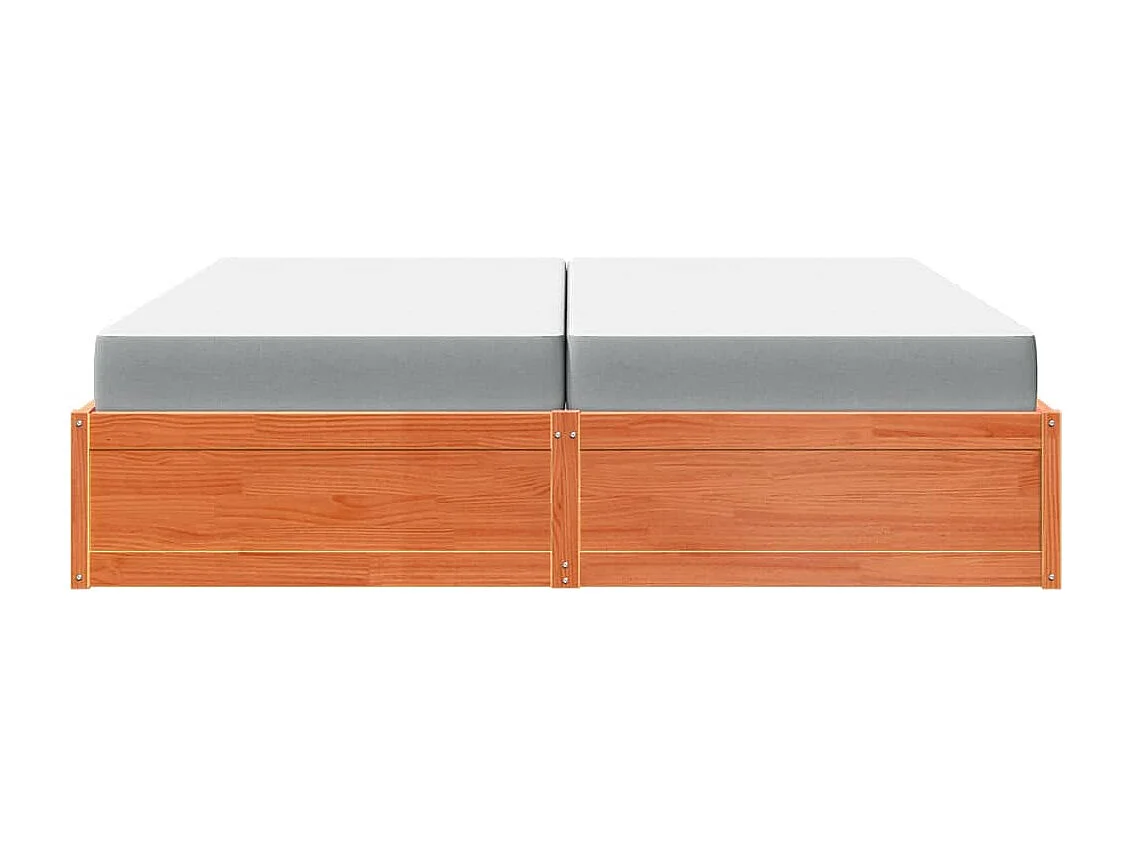 Lit avec matelas cire marron 200x200 cm bois massif de pin