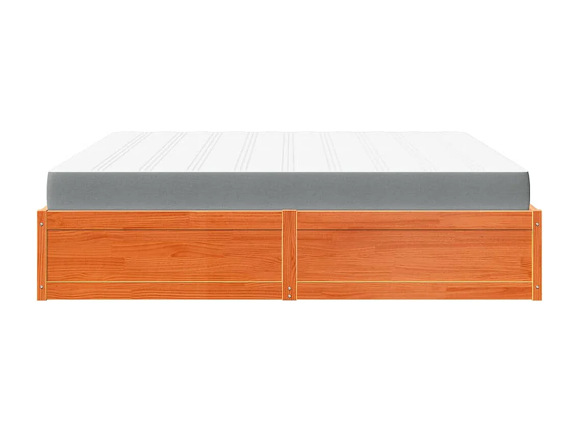 Lit avec matelas cire marron 200x200 cm bois massif de pin