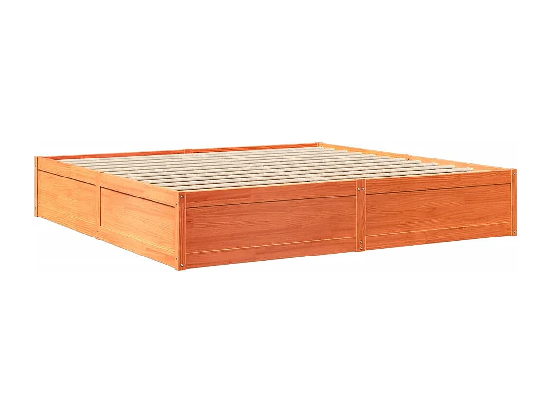 Lit avec matelas cire marron 200x200 cm bois massif de pin