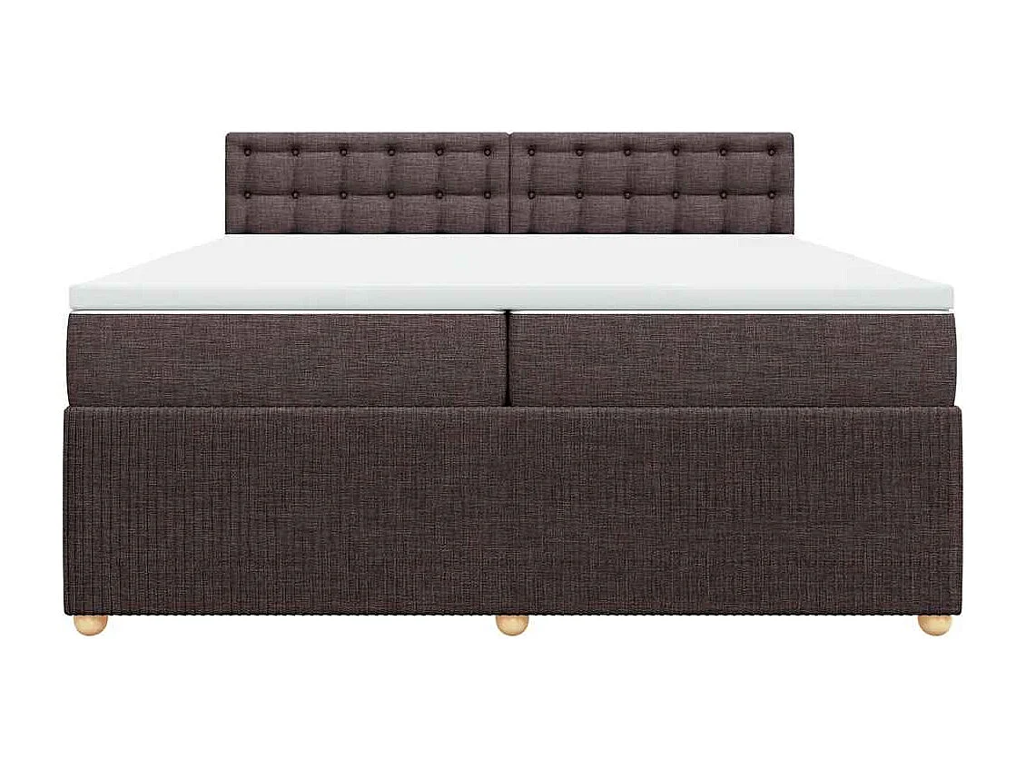 Cama box spring con colchón tela marrón oscuro 200x200 cm