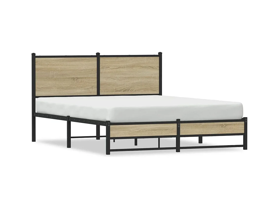 Cadre de lit en métal sans matelas chêne sonoma 150x200 cm