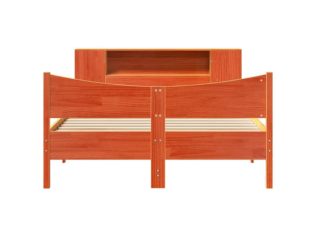 Cama sem colchão 150x200 cm madeira pinho maciça castanho-mel