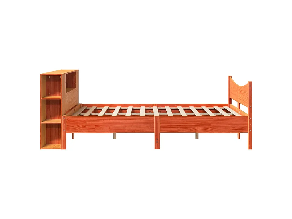 Cama sem colchão 150x200 cm madeira pinho maciça castanho-mel