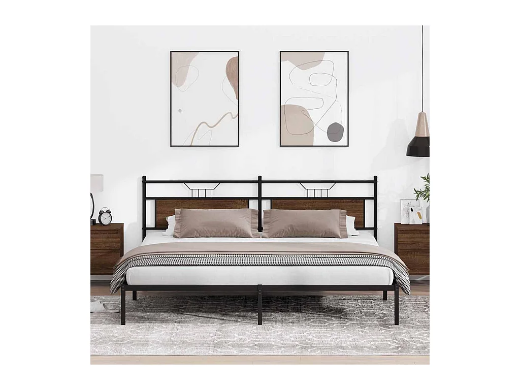 Estrutura cama sem colchão 193x203 cm carvalho castanho