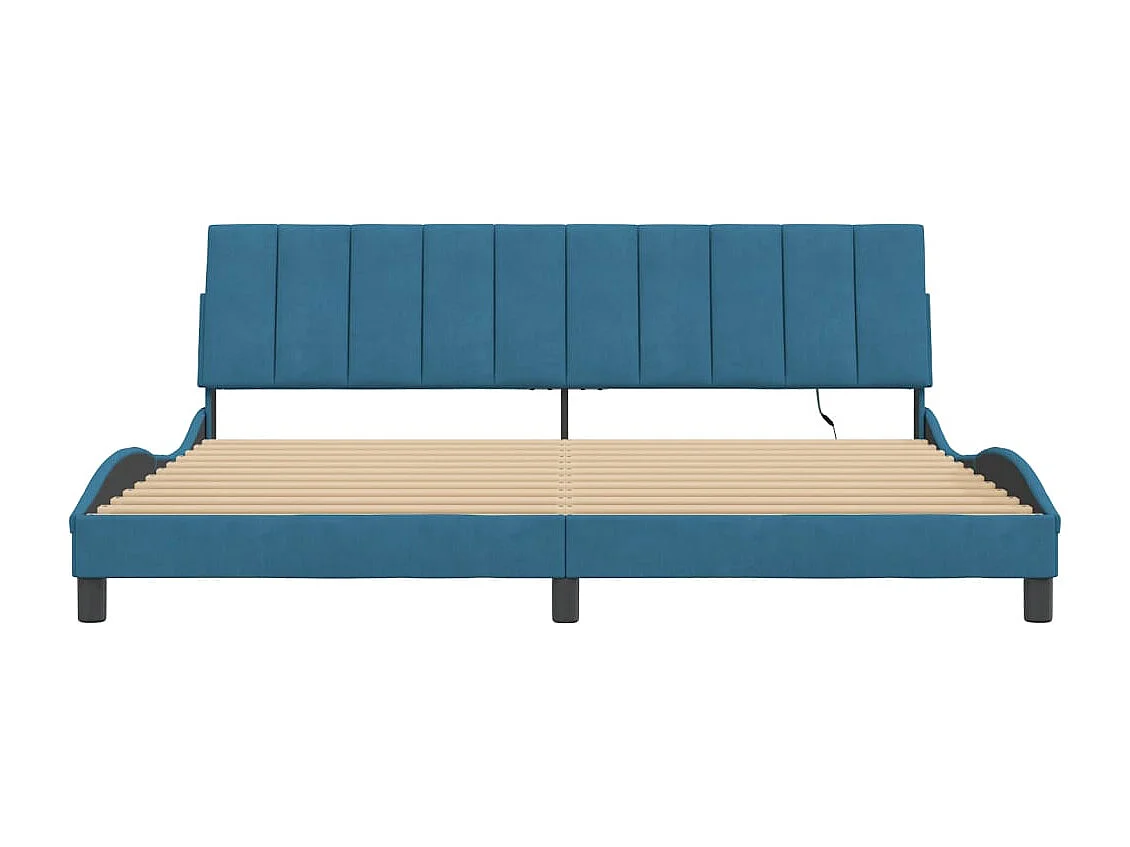 Bettgestell mit LED ohne Matratze "Hanko" Blau 200x200 cm Samt