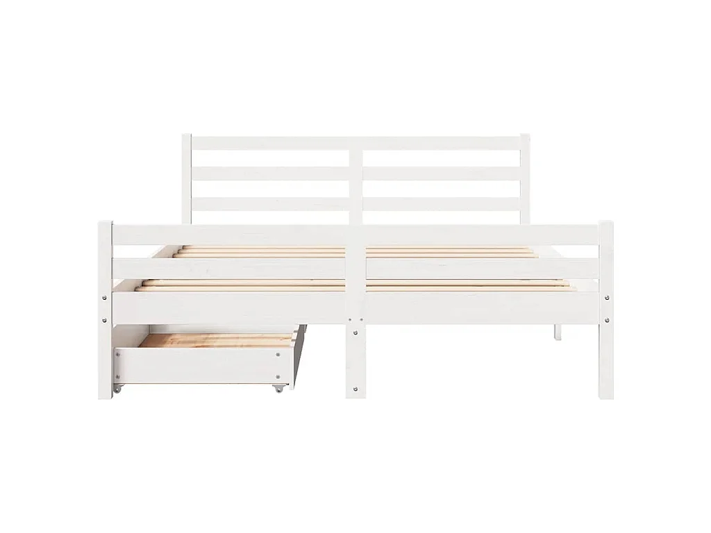 Letto senza Materasso Bianco 150x200 cm Legno Massello di Pino