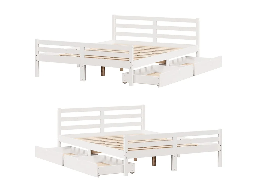 Letto senza Materasso Bianco 150x200 cm Legno Massello di Pino