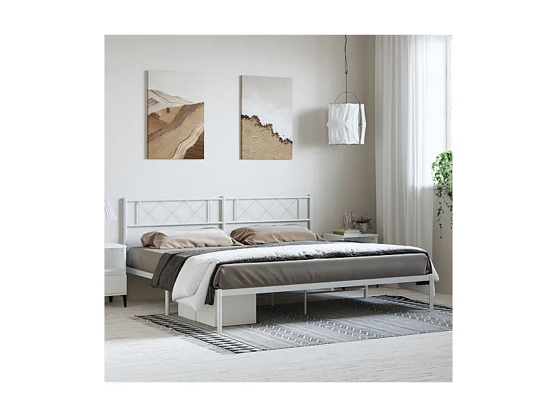 Giroletto con Testiera Metallo Bianco 193x203 cm