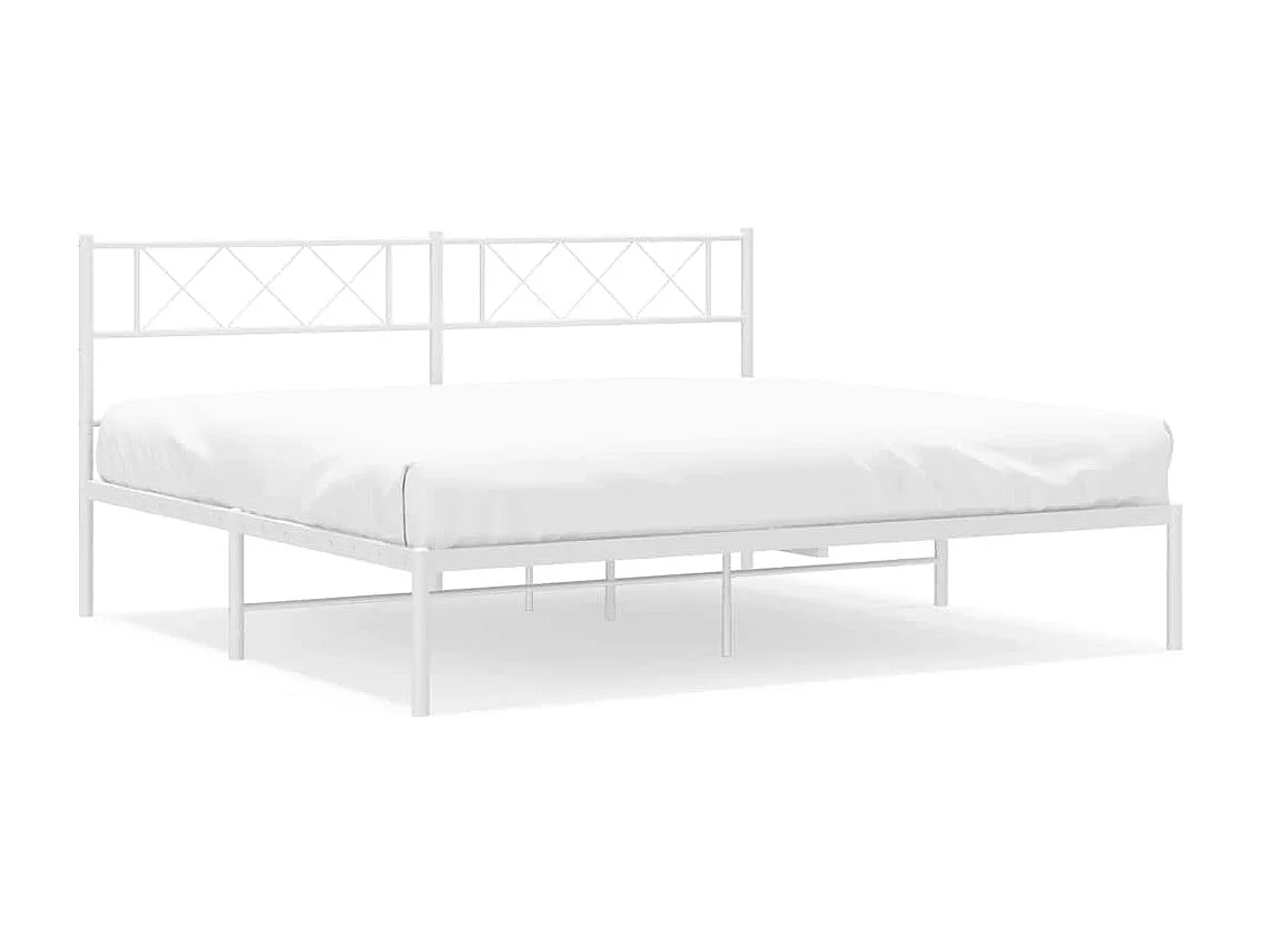 Cadre de lit métal sans matelas et tête de lit blanc 193x203 cm