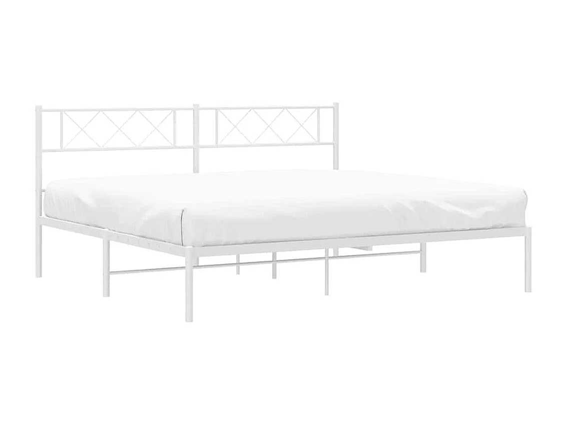 Cadre de lit métal sans matelas et tête de lit blanc 193x203 cm