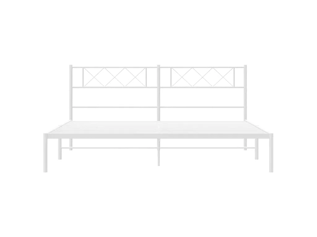 Cadre de lit métal sans matelas et tête de lit blanc 193x203 cm