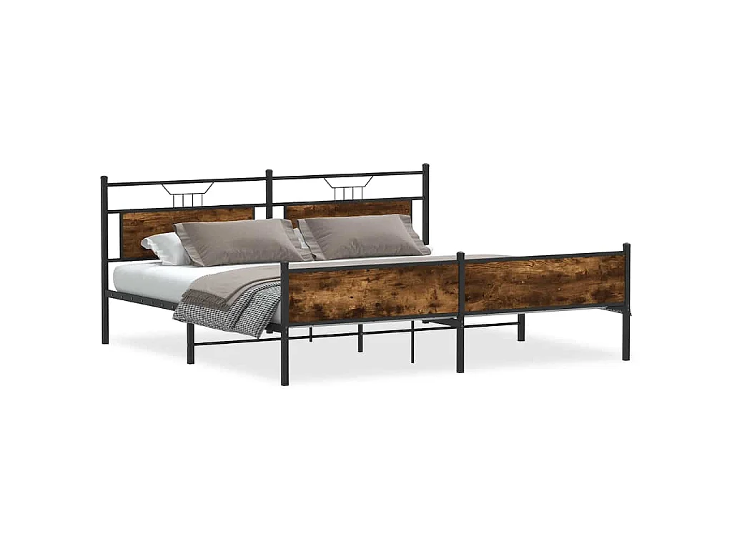 Estructura de cama sin colchón metal roble ahumado 193x201 cm