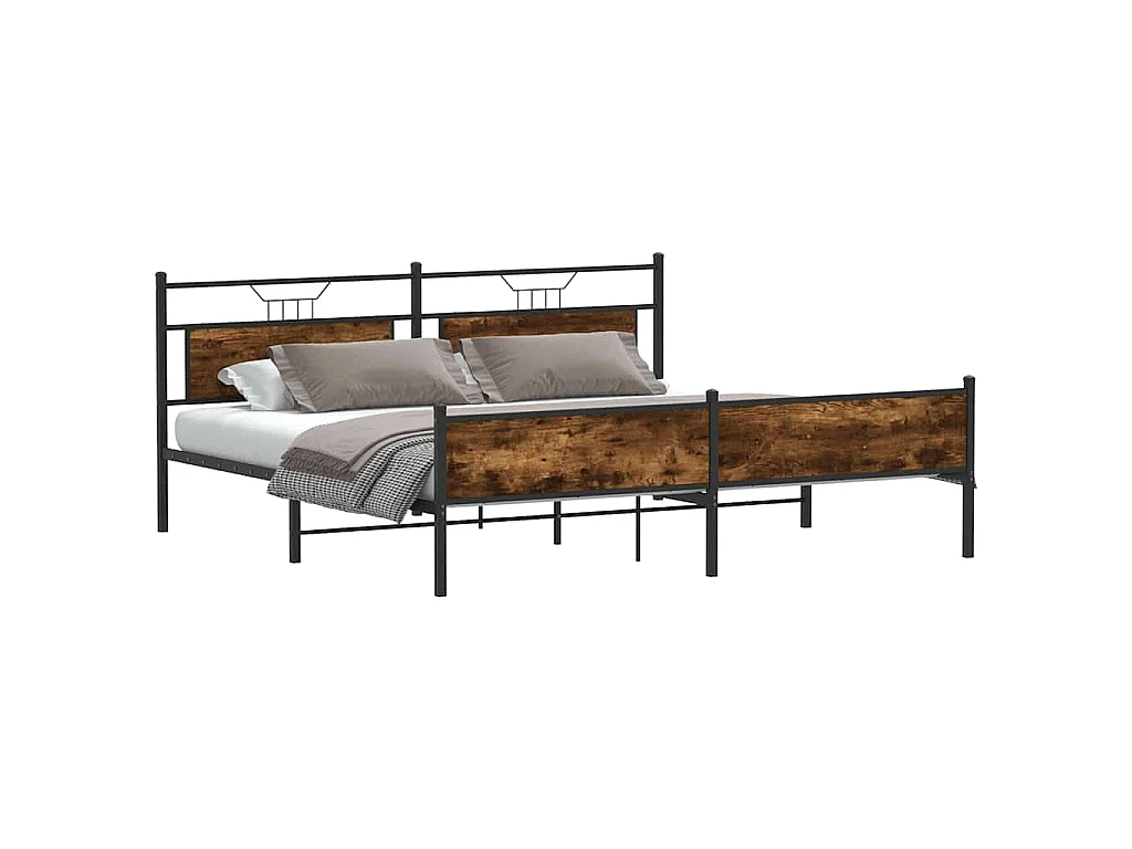Estructura de cama sin colchón metal roble ahumado 193x201 cm