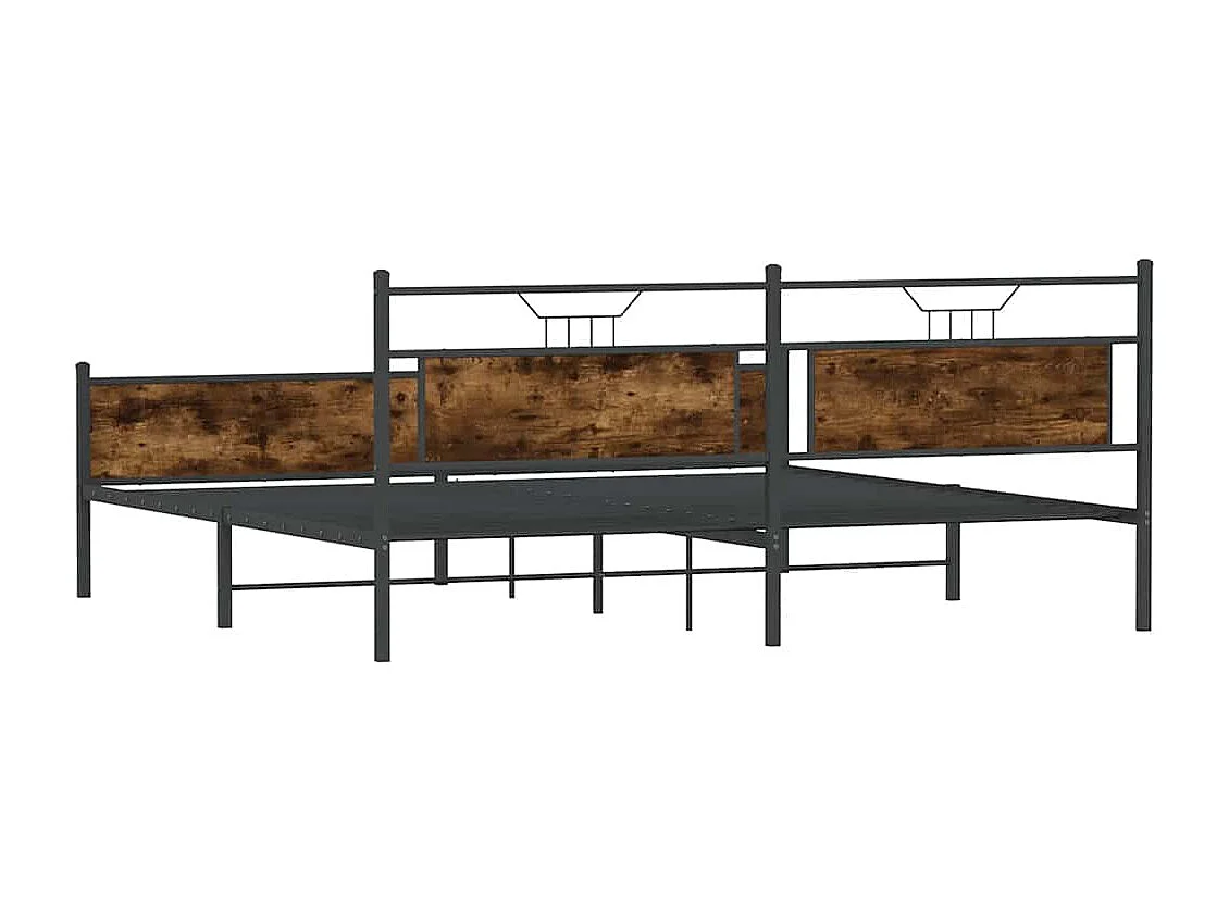 Estructura de cama sin colchón metal roble ahumado 193x201 cm