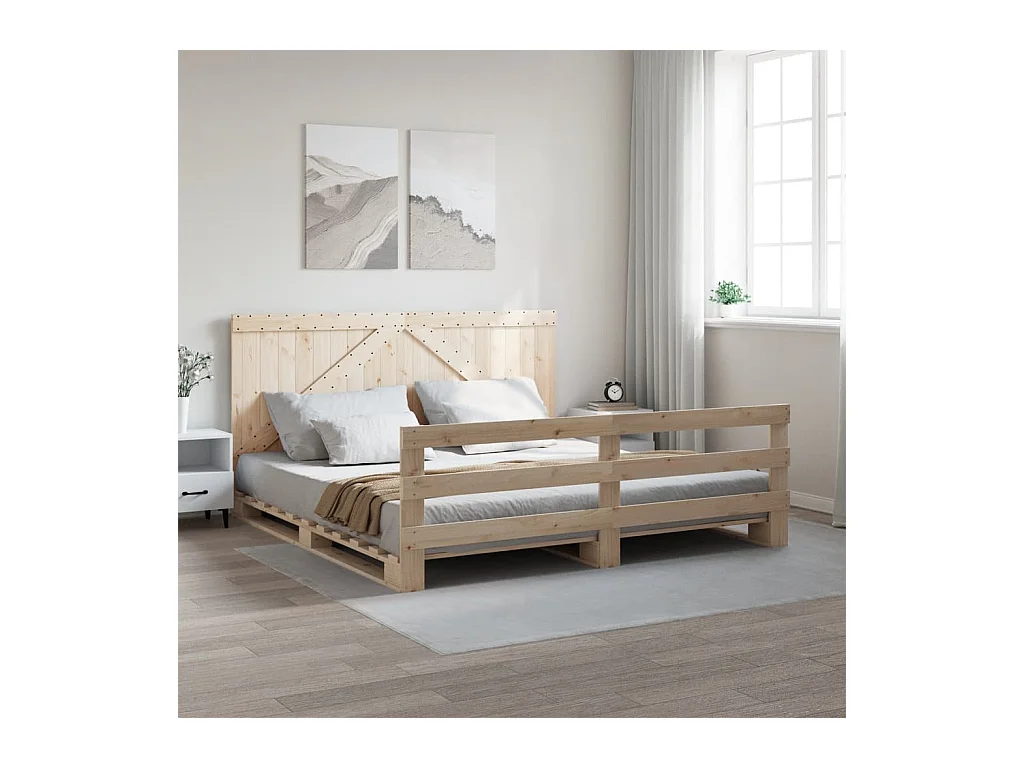 Cadre de lit sans matelas avec tête de lit 200x200 cm