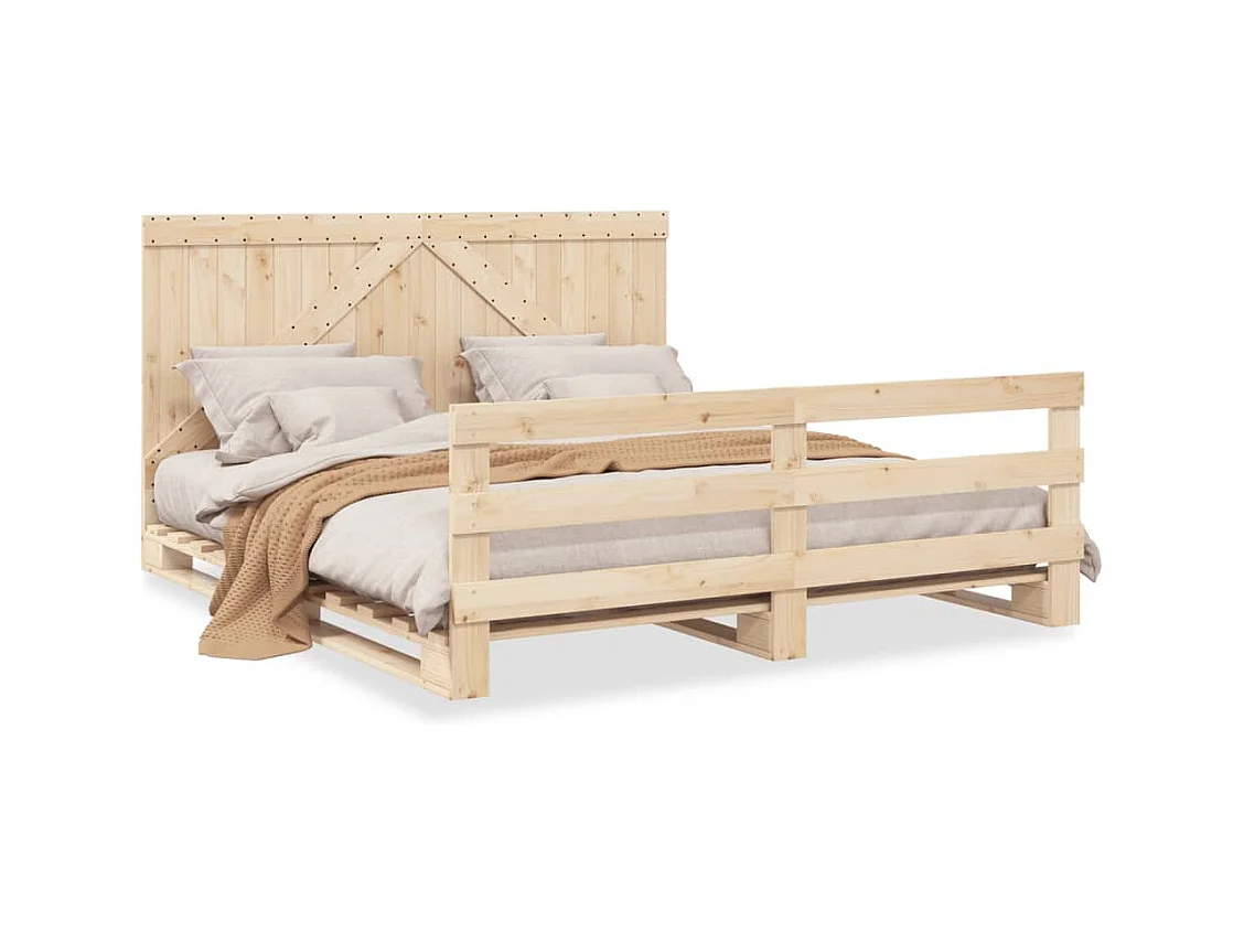 Cadre de lit sans matelas avec tête de lit 200x200 cm