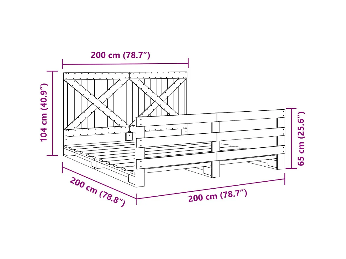 Cadre de lit sans matelas avec tête de lit 200x200 cm