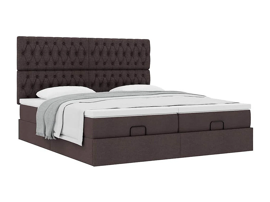 Ottoman-Bett mit Matratzen Dunkelbraun 200x200 cm Stoff