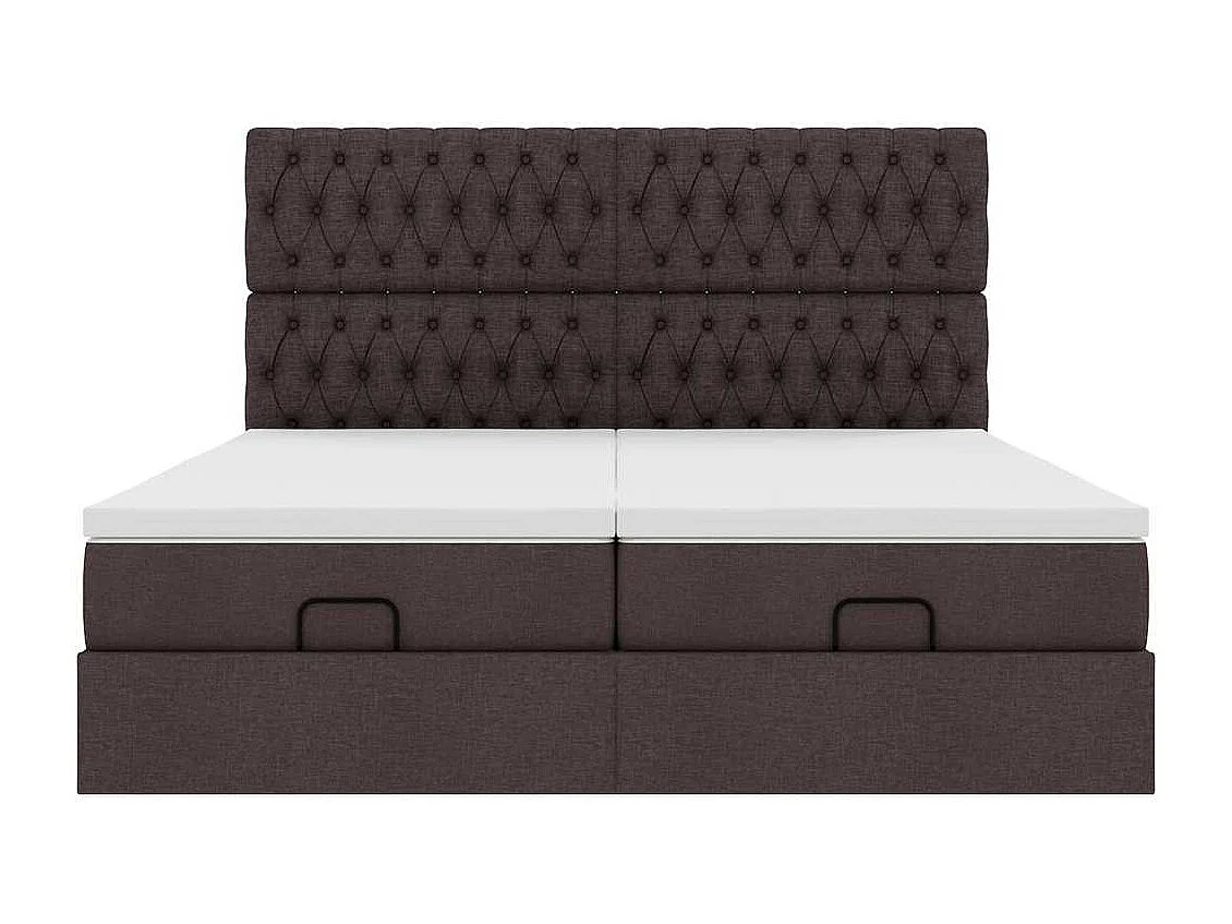 Ottoman-Bett mit Matratzen Dunkelbraun 200x200 cm Stoff