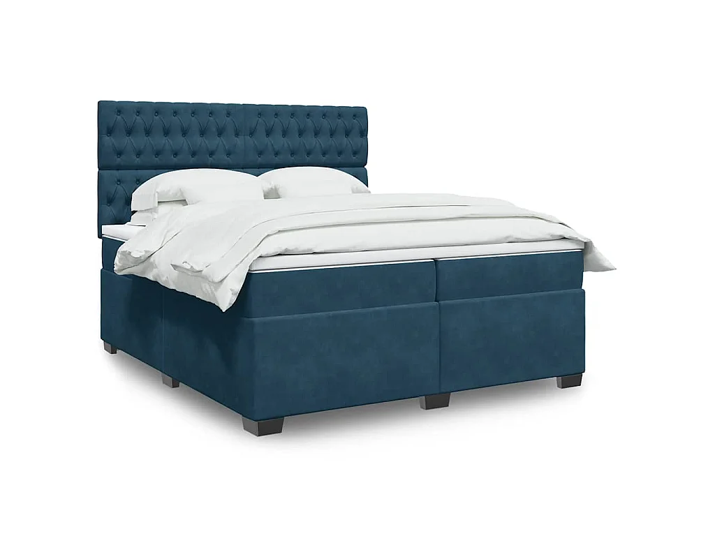 Giroletto a Molle con Materasso Blu 200x200 cm in Velluto