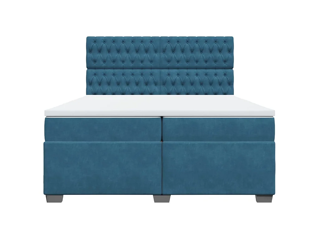 Giroletto a Molle con Materasso Blu 200x200 cm in Velluto