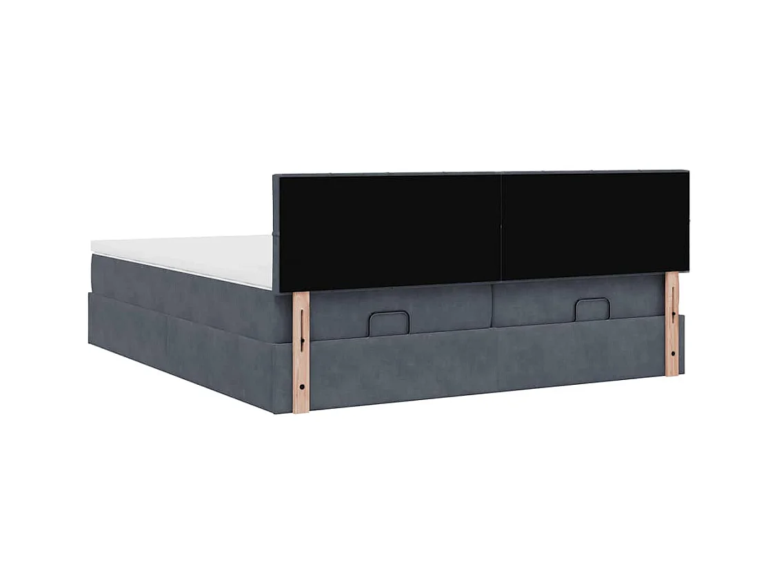 Cadre de lit ottoman avec matelas gris foncé 200x200 cm velours