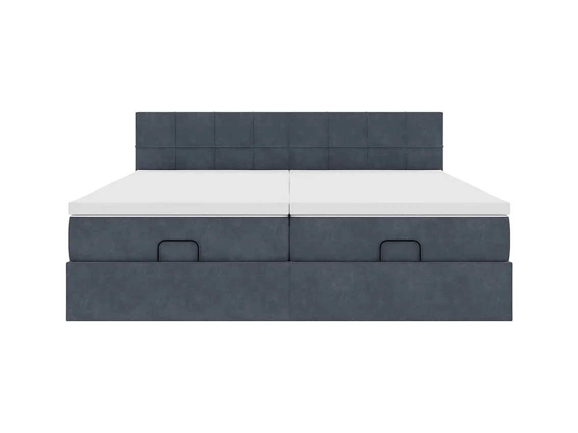 Cadre de lit ottoman avec matelas gris foncé 200x200 cm velours