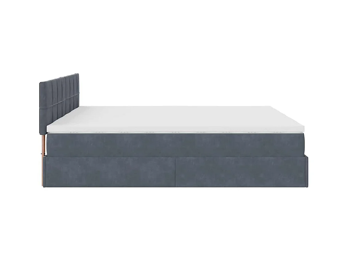 Cadre de lit ottoman avec matelas gris foncé 200x200 cm velours