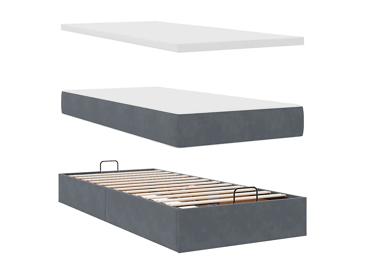 Struttura Letto Pouf con Materassi 200x200 cm Velluto