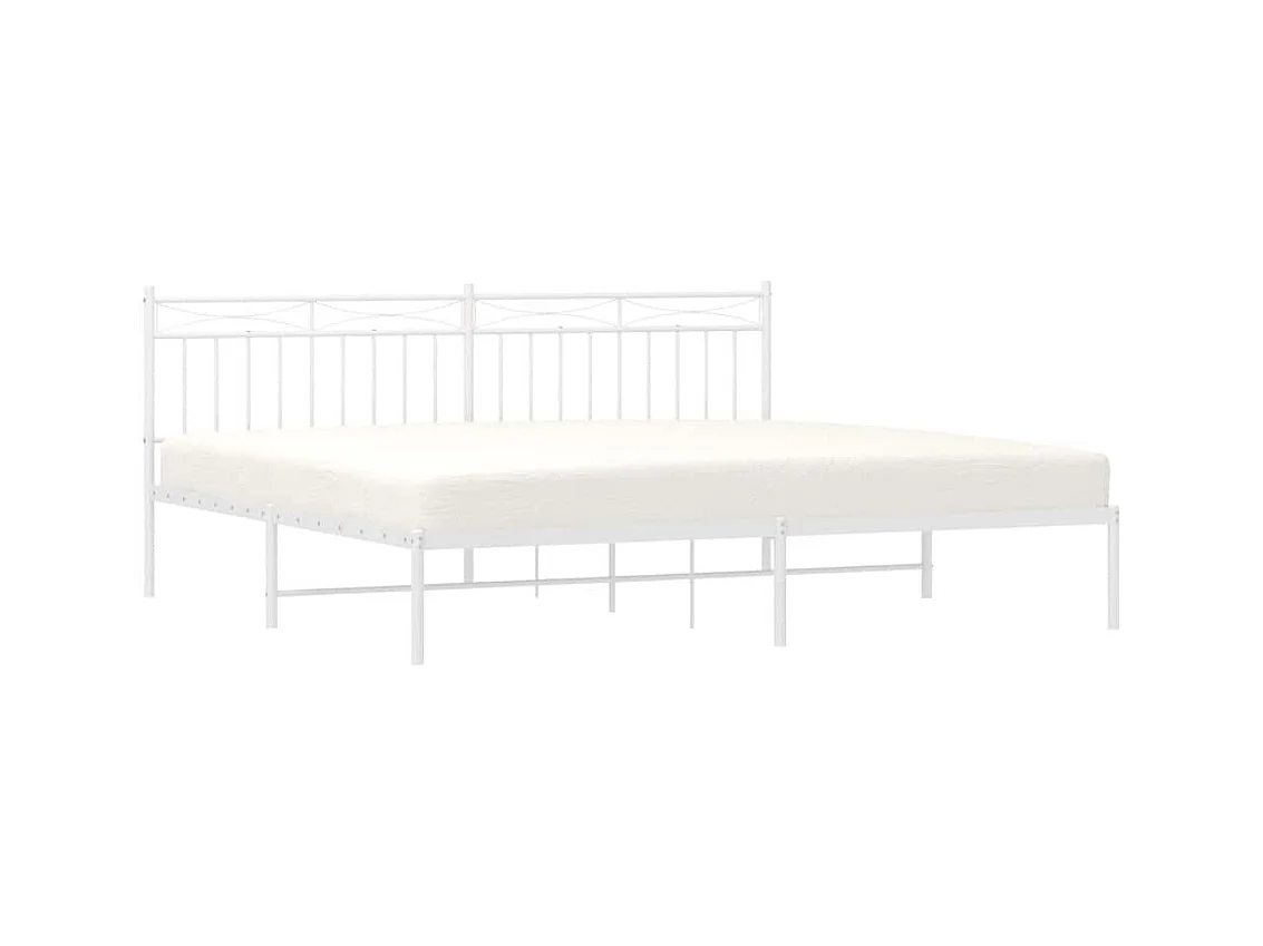 Cadre de lit métal sans matelas et tête de lit blanc 193x203 cm