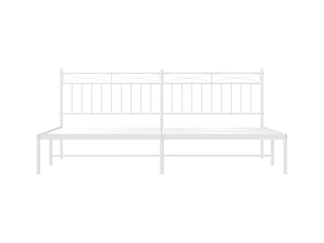 Cadre de lit métal sans matelas et tête de lit blanc 193x203 cm