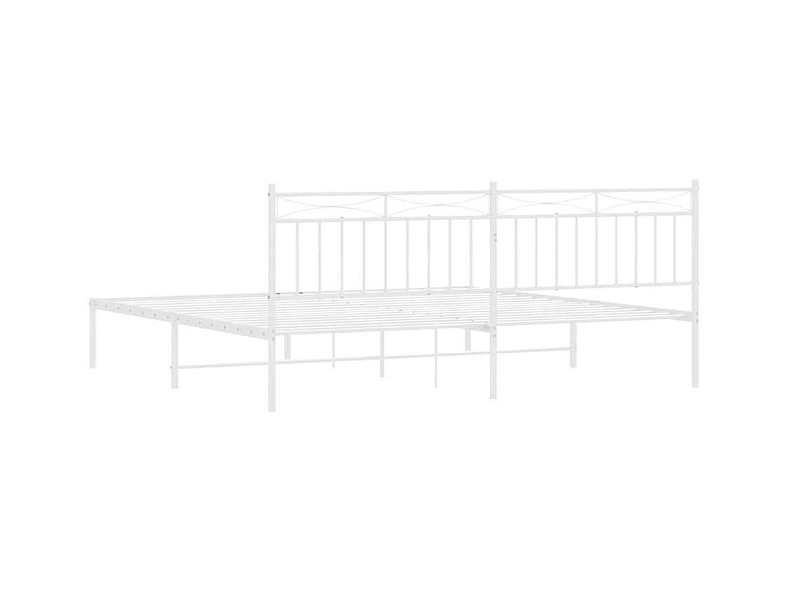 Cadre de lit métal sans matelas et tête de lit blanc 193x203 cm