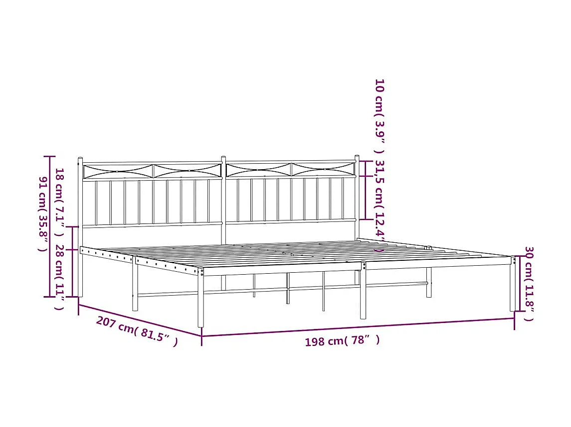 Giroletto con Testiera Metallo Bianco 193x203 cm